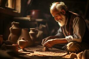 talentoso tradicional artesanos son haciendo artesanías ai generativo foto