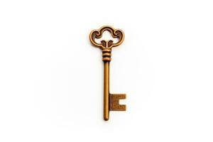 a key, isolated on yellow background. AI Generated photo