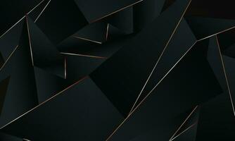 Geometric polygonal background with golden line. Illustration with low poly triangles pattern and gold stripes. vector