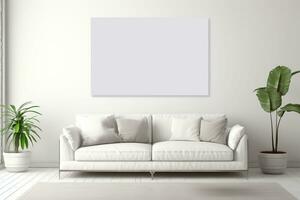 Home interior design of modern living room with mockup poster frame.AI Generated photo