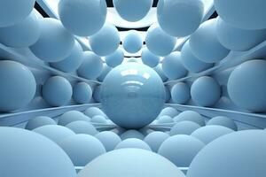 Abstract 3d background of blue glossy balls.AI Generated photo