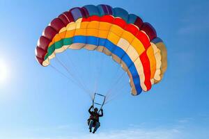 Skydiving in the blue sky.AI Generated photo