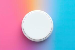 White round button on a colorful background.AI Generated photo