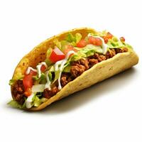 A delicious taco in isolated white background AI Generative photo