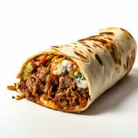 A delicious burito in isolated white background AI Generative photo