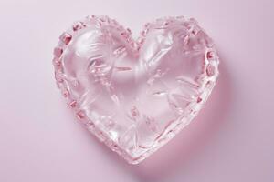 Pink heart shape on a pink background, valentine's day.AI Generated photo