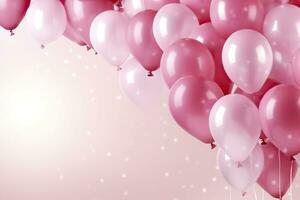 Pink and white balloons background with bokeh effect.AI Generated photo