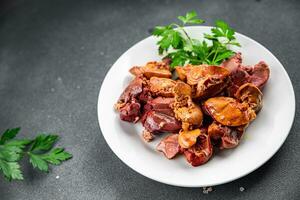 chicken liver confit delicious chicken offal delicious healthy eating cooking appetizer meal food snack on the table copy space photo