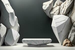 Minimalist Stone Mockup for Stylish Podium Display, AI Generative photo