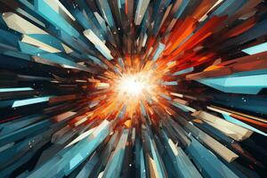 Abstract background with explosion effect. 3d rendering, 3d illustration. Abstract geometric background. Explosion power design with crushing surface, AI Generated photo