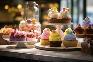 Inside a gourmet bakery Easter treats are being beautifully displayed AI Generative photo