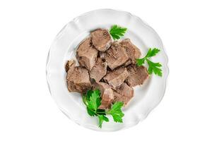 tongue pork meat cooked fresh meal eating cooking appetizer food snack on the table copy space food background photo