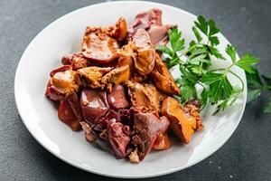 chicken liver confit delicious chicken offal delicious healthy eating cooking appetizer meal food snack on the table copy space photo