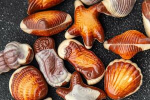 candy seashells delicious chocolate sweet dessert delicious healthy eating cooking appetizer meal food snack on the table photo