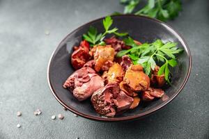 chicken liver confit snack meal chicken offal eating appetizer food on the table copy space food photo