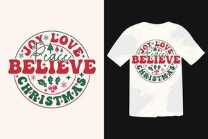 Retro Christmas wreath T shirt Design. winter cozy themed colorful text vector illustration.  Christmas T-shirt quote. T shirt print, postcard wish, poster, banner.