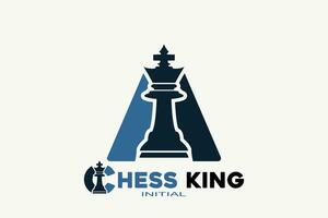 Vector initials letter A with chess king creative geometric modern logo design.