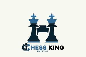 Vector initials letter H with chess king creative geometric modern logo design.