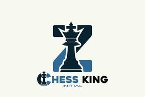 Vector initials letter Z with chess king creative geometric modern logo design.