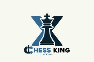 Vector initials letter X with chess king creative geometric modern logo design.