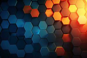 Abstract 3d rendering of hexagon background. Creative design concept. Abstract background with hexagons, AI Generated photo