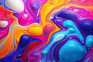 abstract background of oil paint in the form of waves and bubbles, Abstract colorful background. Liquid paint, AI Generated photo