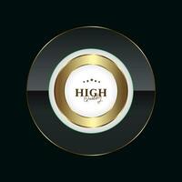 A Circle Luxury button design, in gold and premium Abstract button concept on black background. Vector vintage frames design