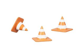 Cartoon traffic cone in the white background, 3d rendering. photo