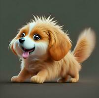 3D cute cartoon character of a fluffy photo