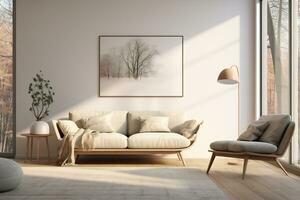 A Scandinavian mid century home minimalist interior design AI Generative photo