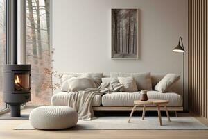 A Scandinavian mid century home minimalist interior design AI Generative photo