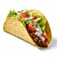 A delicious taco in isolated white background AI Generative photo