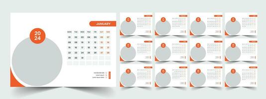 Desk Calendar 2024 template design, Office Calendar 2024 vector