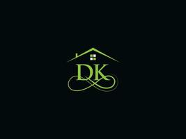 real inmuebles dk logo carta, lujo dk edificio vector logo icono para usted