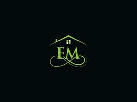 Minimalist Em Real Estate Luxury Logo, Modern EM Logo Icon Design For Home vector