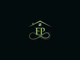 real inmuebles fp logo marca, minimalista fp edificio lujo hogar logo icono vector