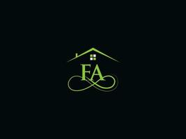 real inmuebles fa logo marca, minimalista fa edificio lujo hogar logo icono vector