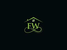 real inmuebles fw logo marca, minimalista fw edificio lujo hogar logo icono vector