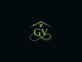 creativo gv real inmuebles logo, inicial gv logo letra icono vector para edificio