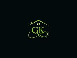 creativo G k real inmuebles logo, inicial G k logo letra icono vector para edificio