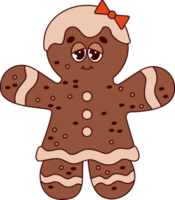 Navidad pan de jengibre hombre retro dibujos animados personaje png