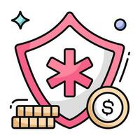A flat design icon of medical insurance vector