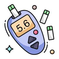 Sugar test machine icon, flat design of glucometer vector