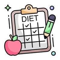 Conceptual flat design icon of diet chart vector