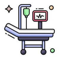 un plano diseño icono de hospital cama vector