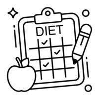 Conceptual line design icon of diet chart vector