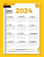 Wall calendar 2024 design template, week starting from Monday. Clean, elegant template schedule planner. vector