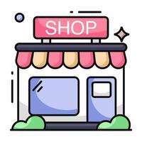 A flat design icon of shop architecture vector