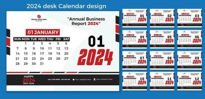 2024 calendar template. Corporate and business planner diary.. Set of 12 months 2024 pages. vector