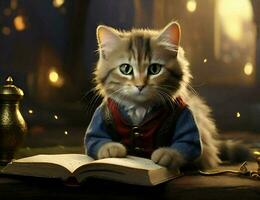 a world where cats have magical powers, and write a story photo